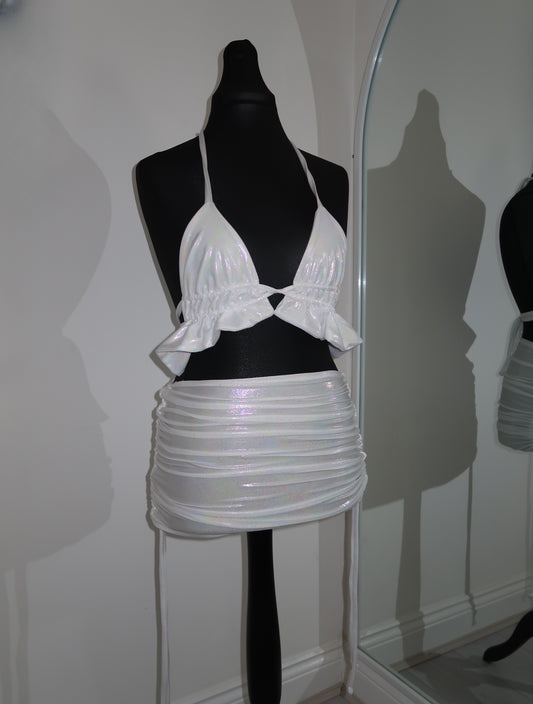 White Metallic Co Ord