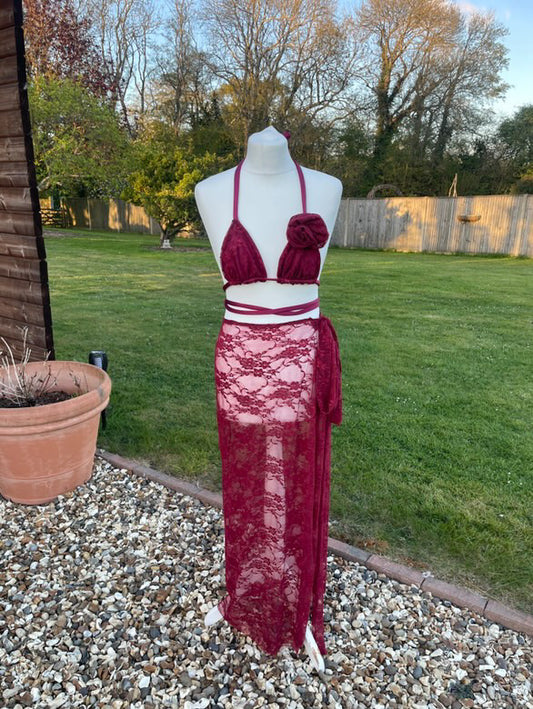 Burgundy Lace Set