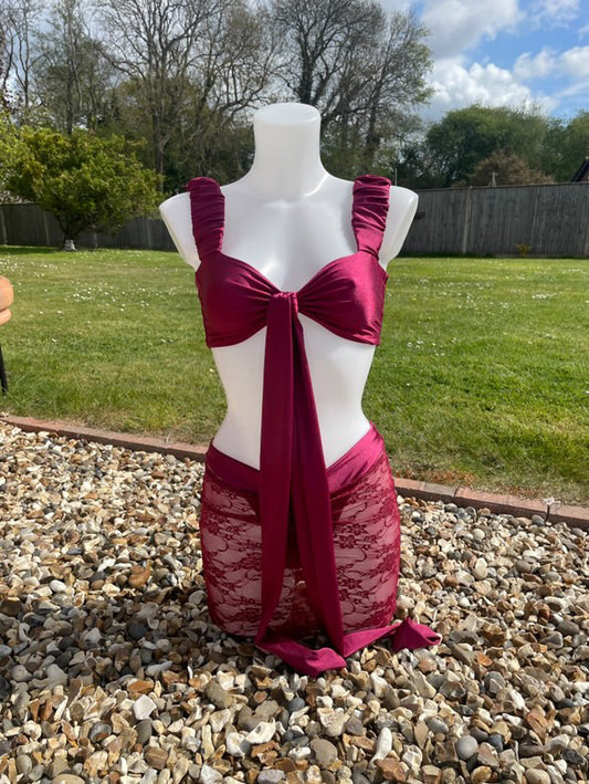 Tie Up Burgundy Set